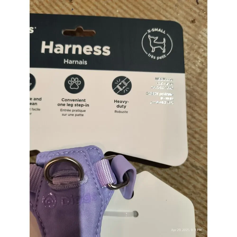 Diggs Extra Small Dog Adjustable Harness Purple Heavy Duty One Leg Step In